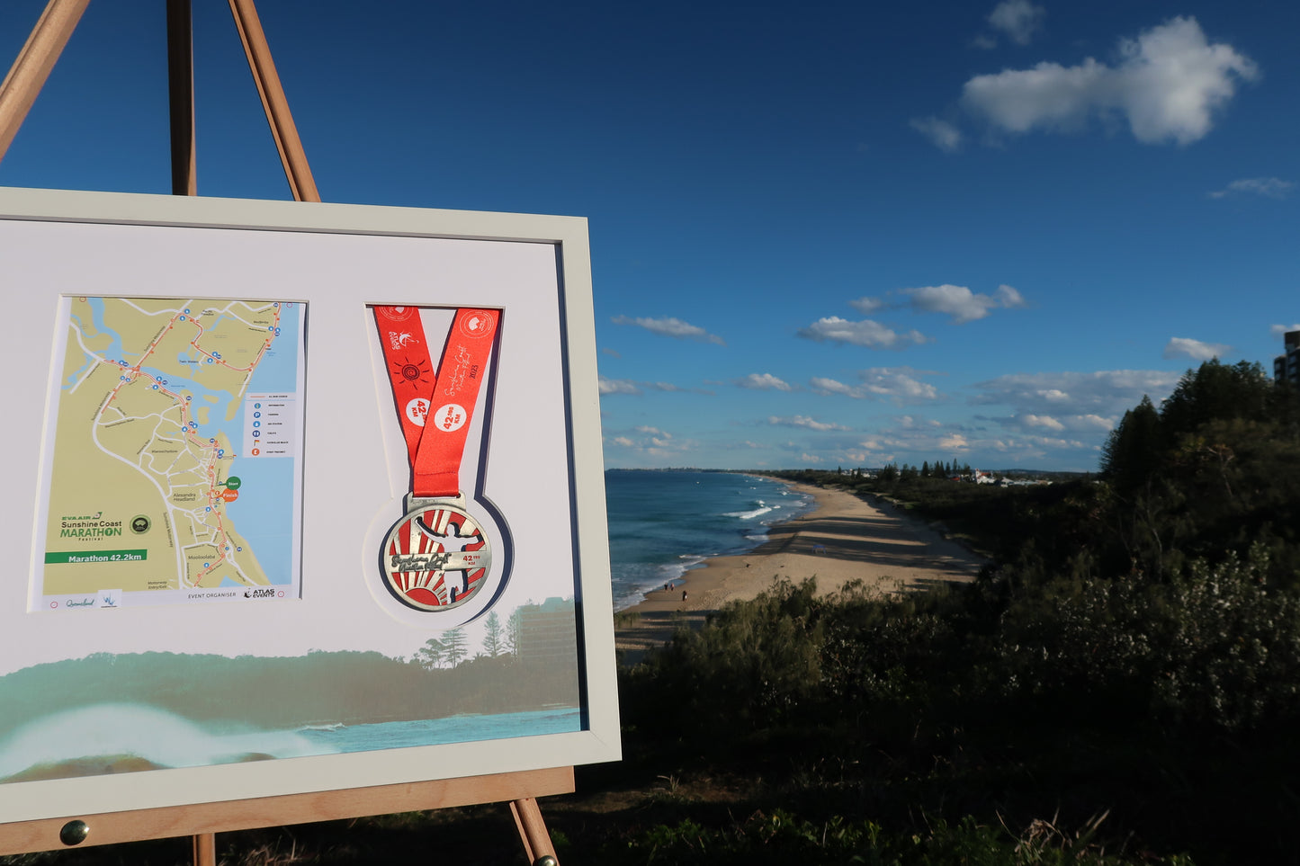 Sunshine Coast Marathon Medal, Map & Bib Display Frame - The Original