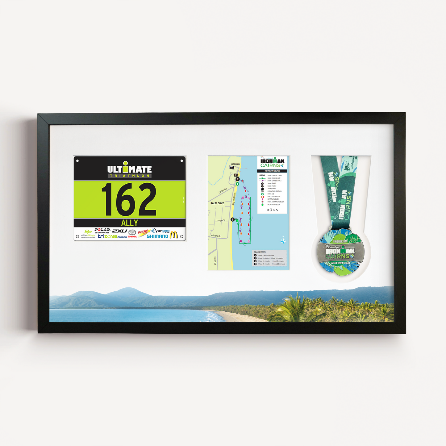 Cairns Medal, Race Map and Bib Display Frame - Official