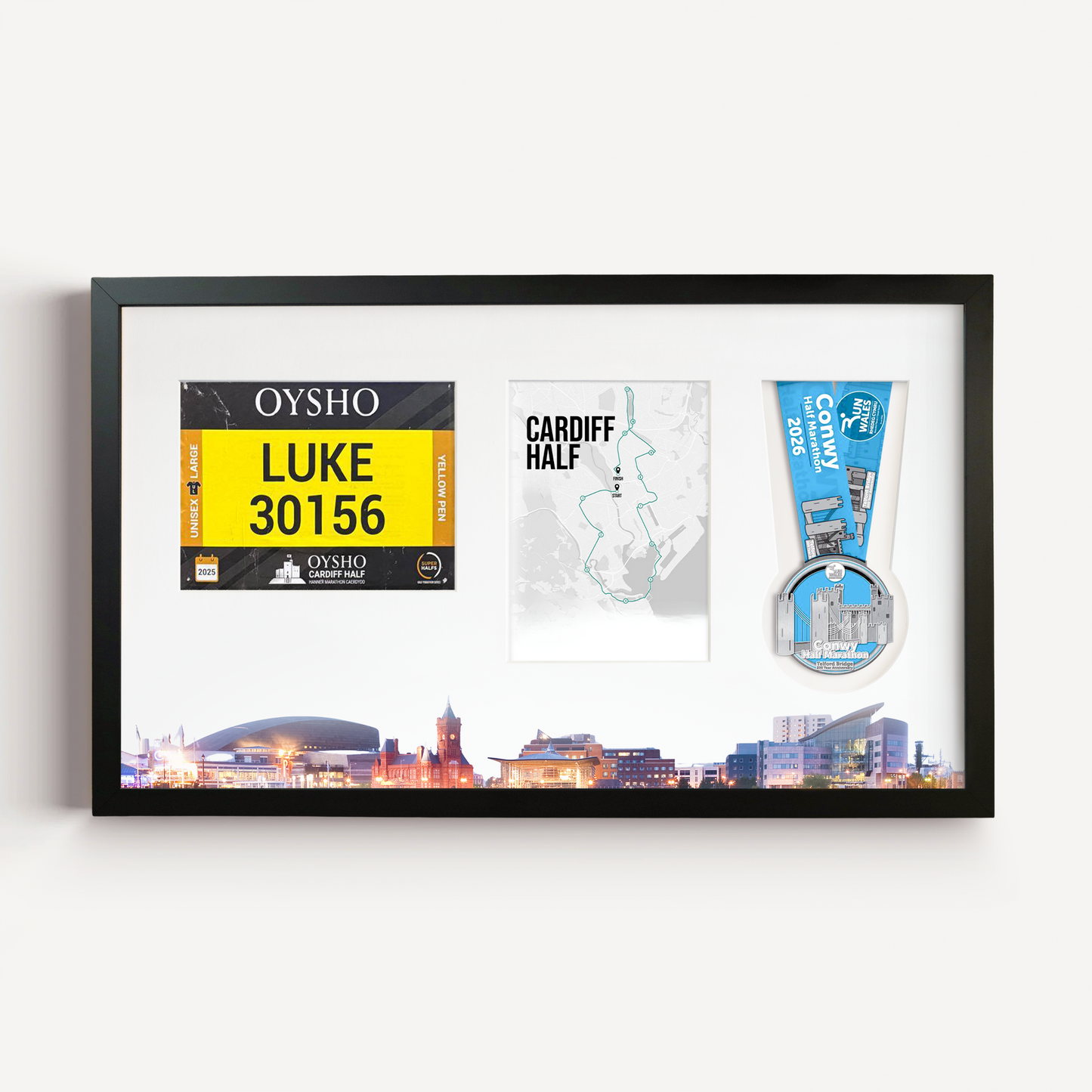 Cardiff Medal, Race Map & Bib Display Frame - Official