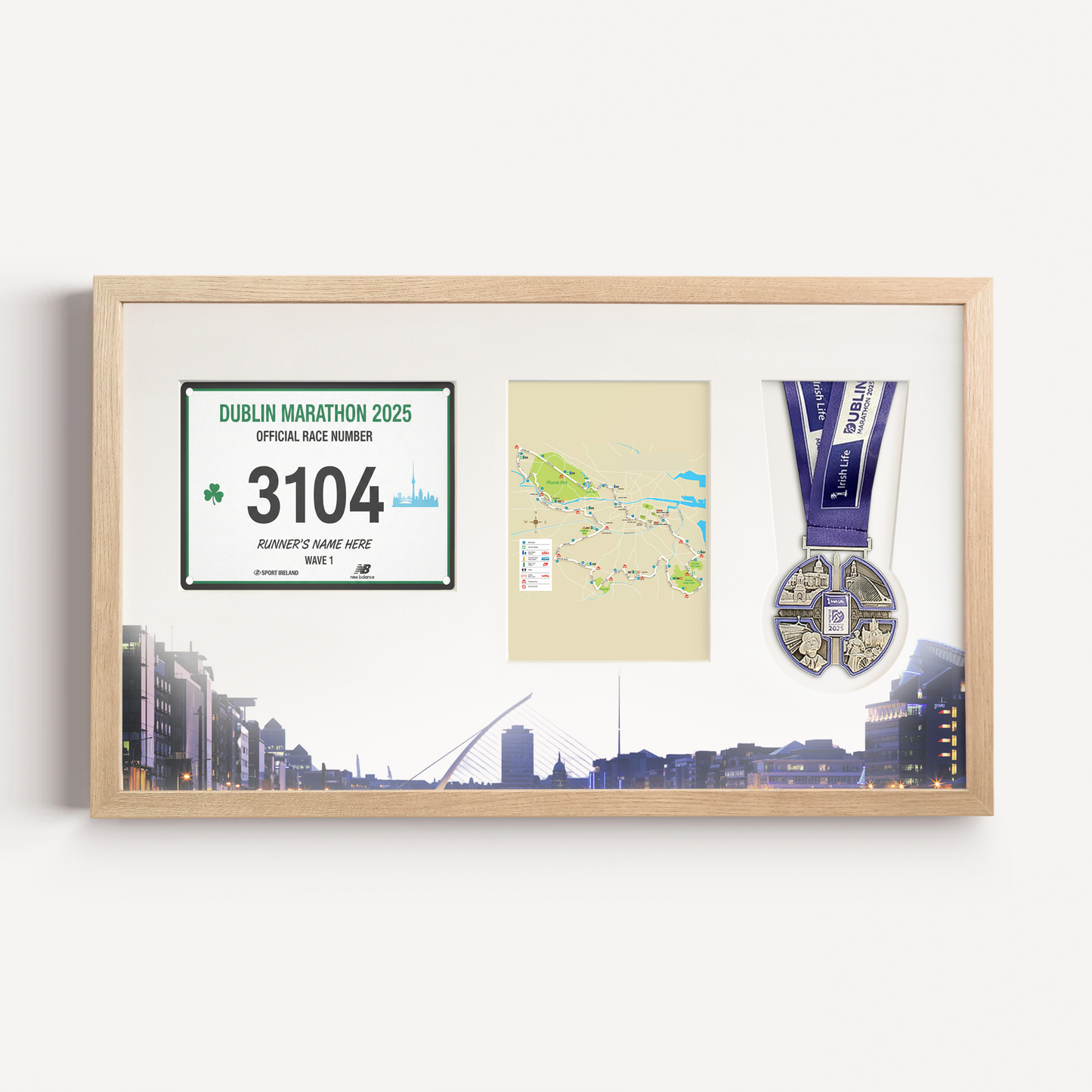 Dublin Medal, Race Map & Bib Display Frame - Official