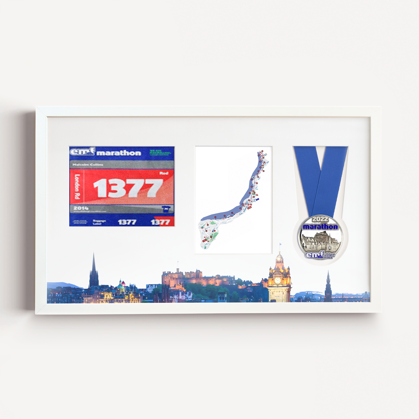 Edinburgh Medal, Race Map & Bib Display Frame - Official