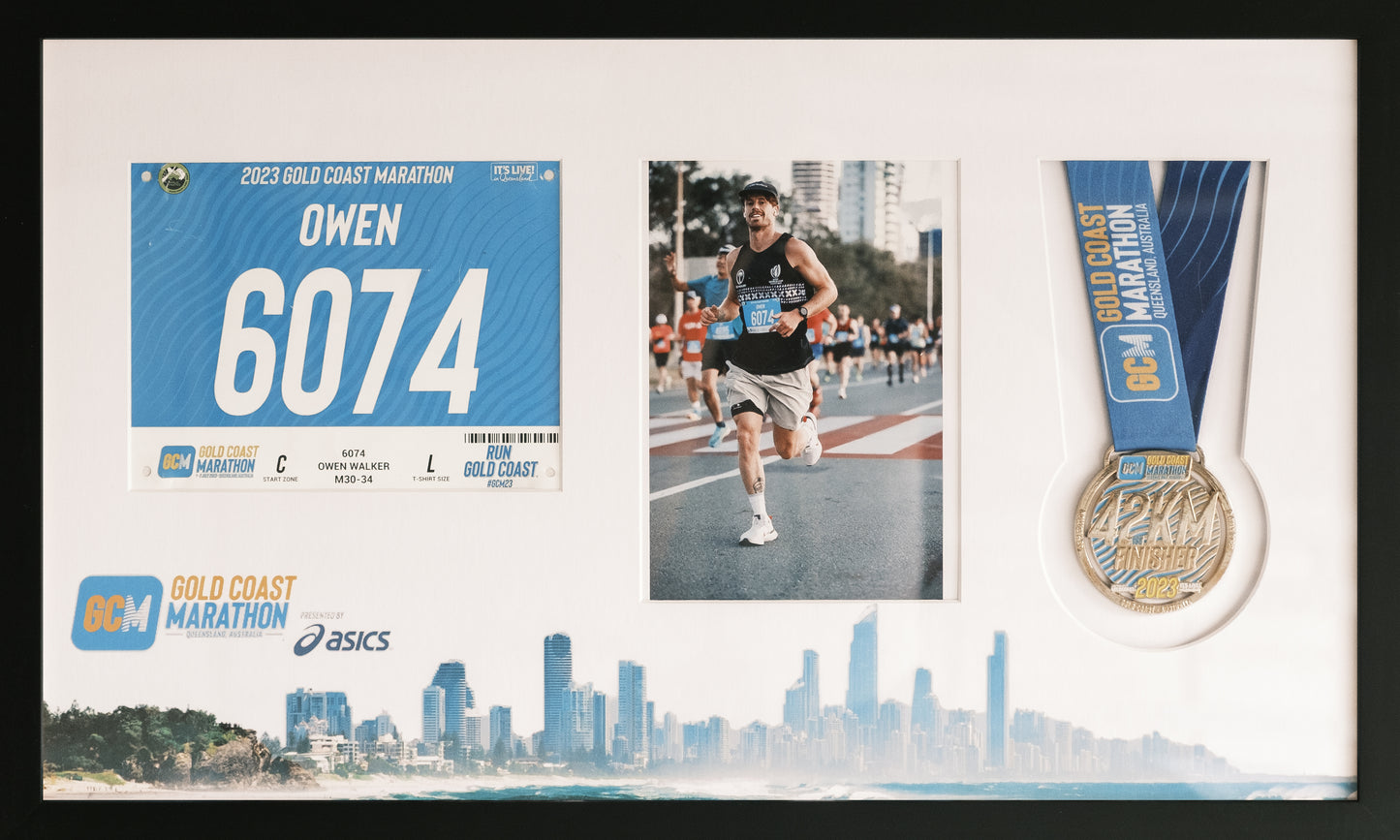 Gold Coast Marathon Medal, Map & Bib Display Frame - The Original