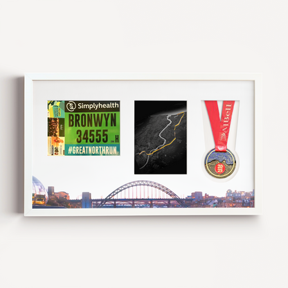 Great North Run Medal, Race Map & Bib Display Frame - Official