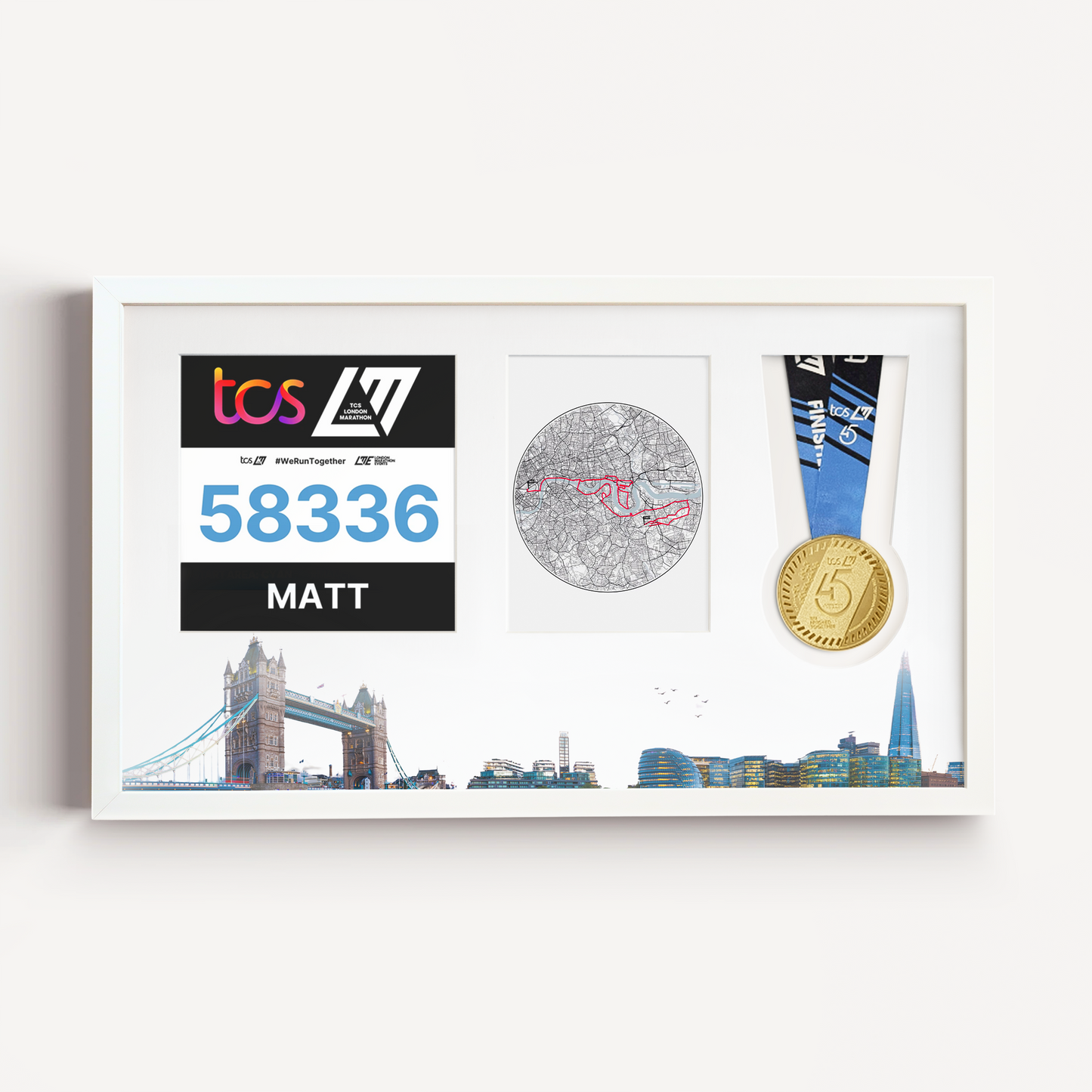 London Medal, Race Map & Bib Display Frame - Official