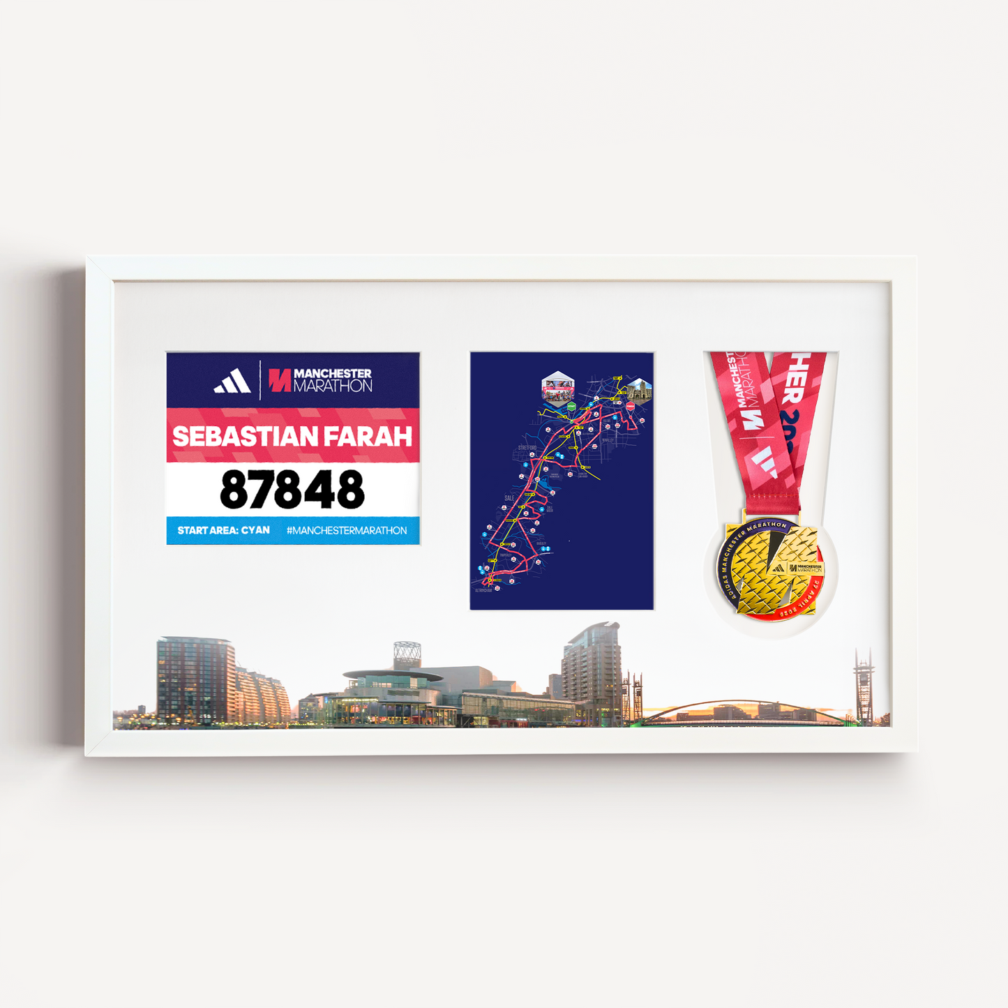 Manchester Medal, Race Map & Bib Display Frame - Official