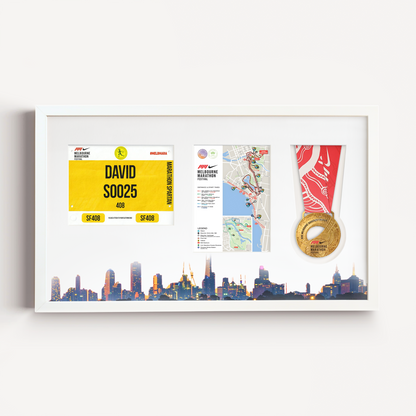 Melbourne Medal, Race Map & Bib Display Frame - Official