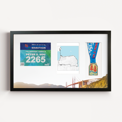 San Francisco Medal, Race Map & Bib Display Frame - Official