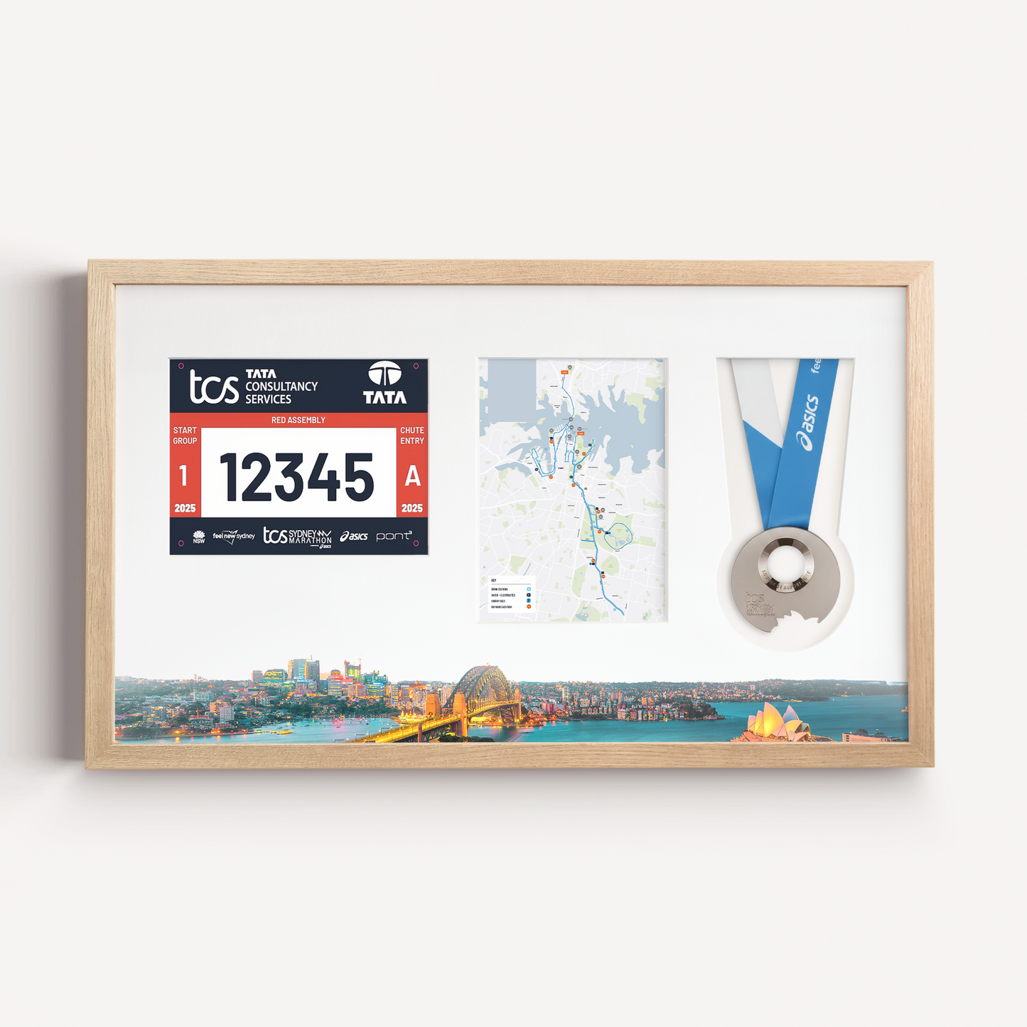 Sydney Medal, Race Map & Bib Display Frame - Official