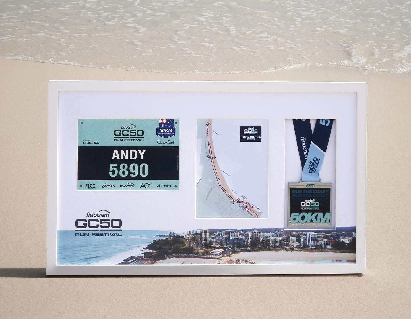 Fisiocrem GC50 Medal, Race Map & Bib Display Frame - Official